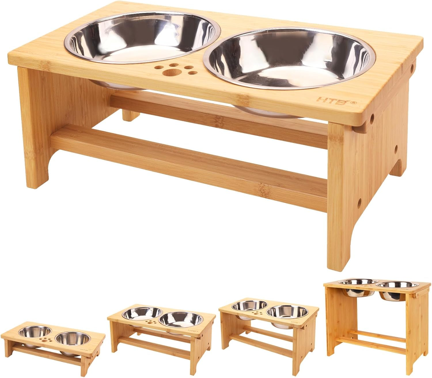 Elevate Your Dog's Dining Experience with Our Stylish Raised Dog Bowl Stand and Dual Stainless Steel Bowls!