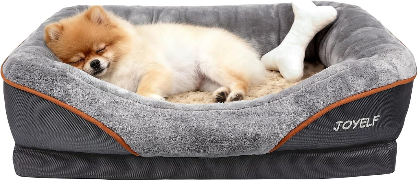 Ultimate Orthopedic Memory Foam Dog Bed with Removable Washable Cover & Bonus Squeaker Toy for Maximum Comfort