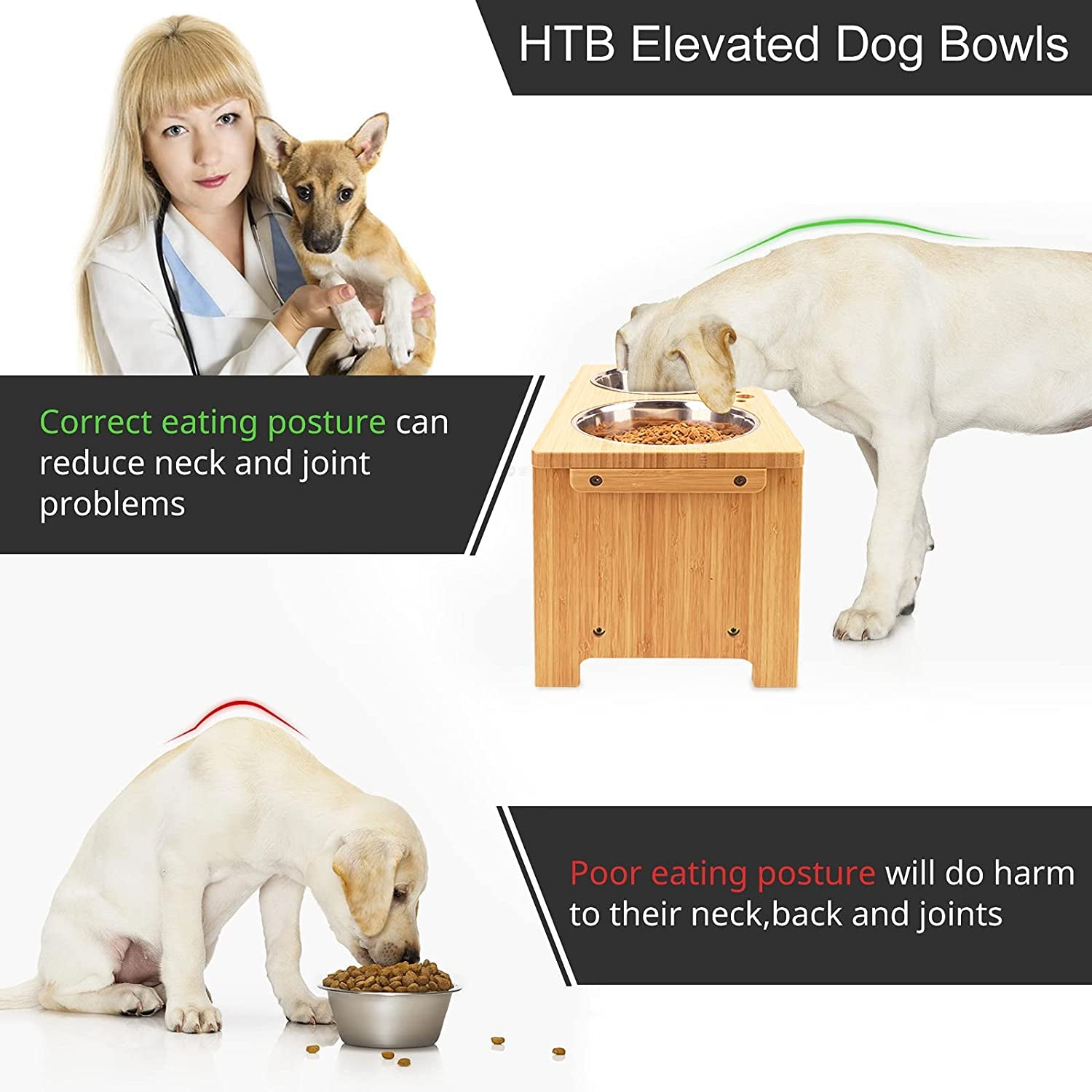 Elevate Your Dog's Dining Experience with Our Stylish Raised Dog Bowl Stand and Dual Stainless Steel Bowls!