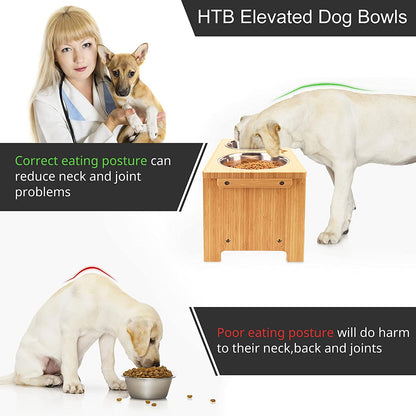 Elevate Your Dog's Dining Experience with Our Stylish Raised Dog Bowl Stand and Dual Stainless Steel Bowls!