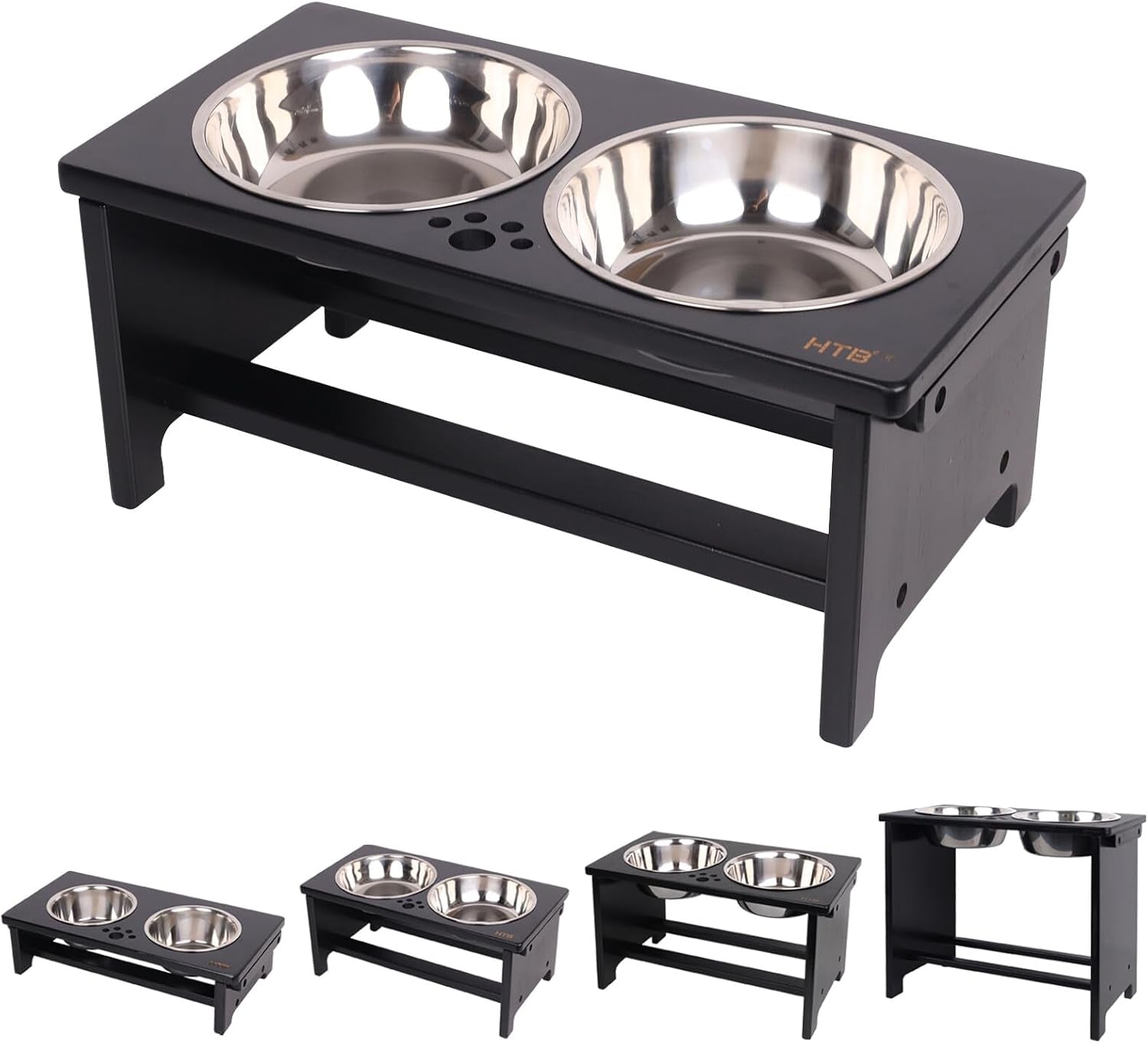 Elevate Your Dog's Dining Experience with Our Stylish Raised Dog Bowl Stand and Dual Stainless Steel Bowls!