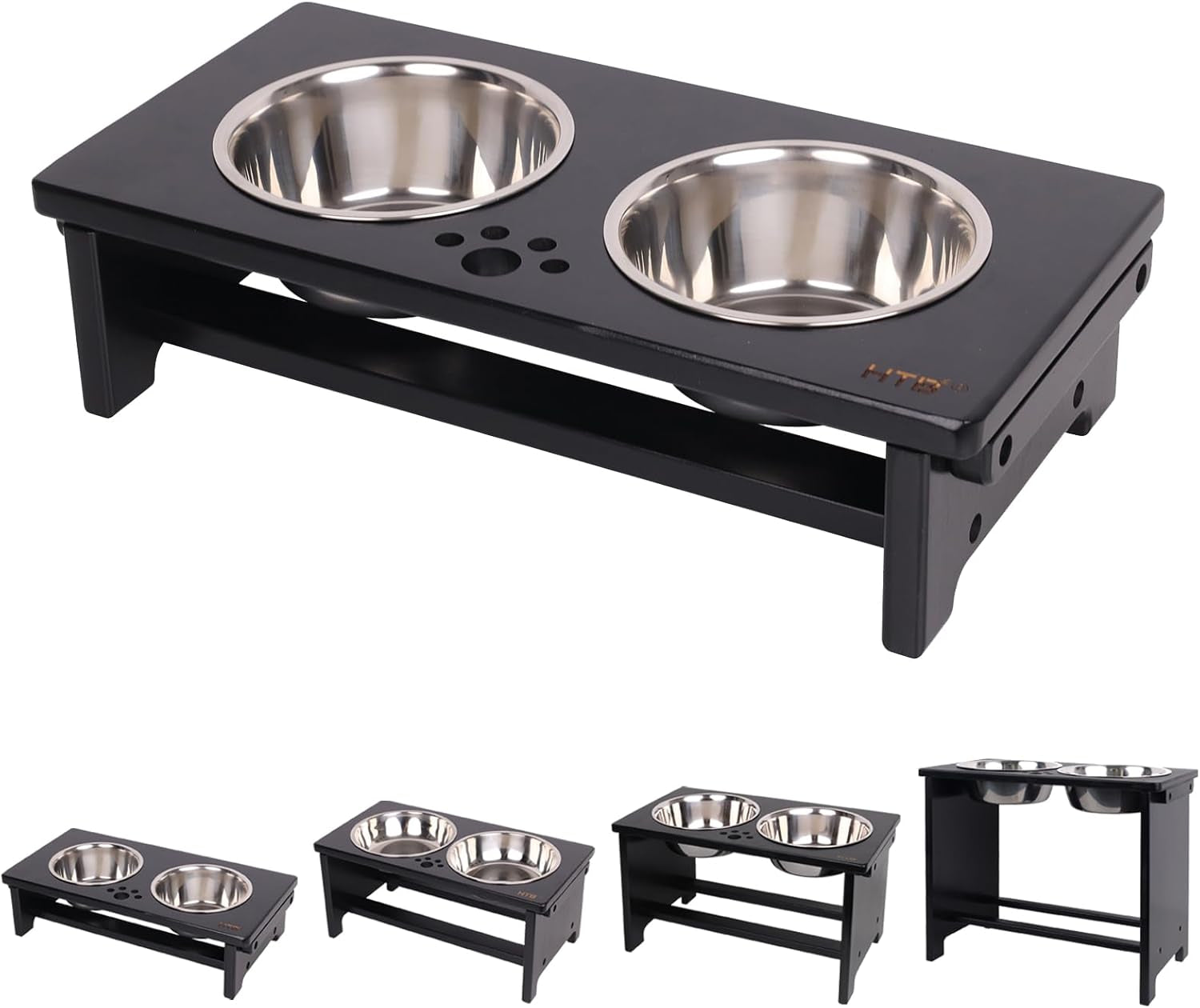 Elevate Your Dog's Dining Experience with Our Stylish Raised Dog Bowl Stand and Dual Stainless Steel Bowls!