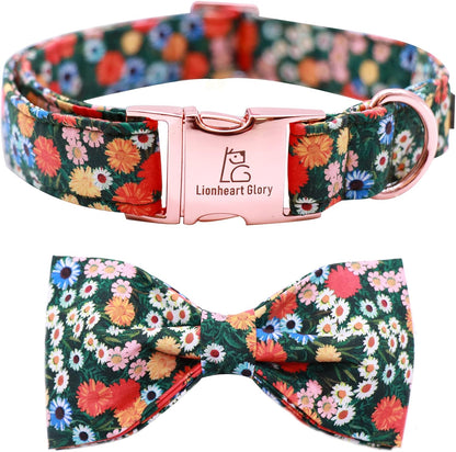 Charming Adjustable Floral Dog Collar with Bowtie - Perfect Comfort and Style for Your Beloved Pup