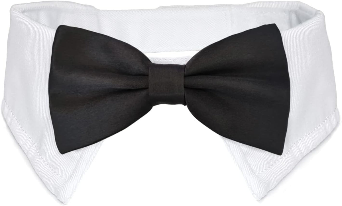 Elegant Adjustable Dog Bow Tie Collar - Ideal for Weddings and Formal Occasions - Black Tuxedo Design for Medium to Large Dogs