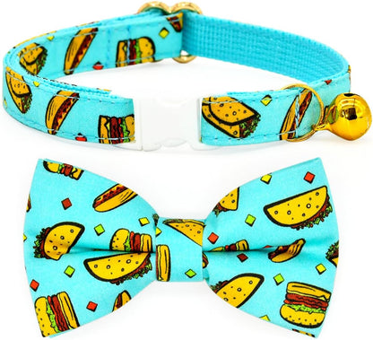 Stylish Sushi Cat Collar Bow Set - Safe Breakaway Collar with Adorable Bowtie for Kittens and Cats