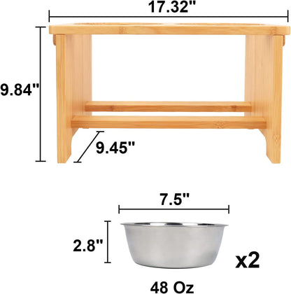Elevate Your Dog's Dining Experience with Our Stylish Raised Dog Bowl Stand and Dual Stainless Steel Bowls!