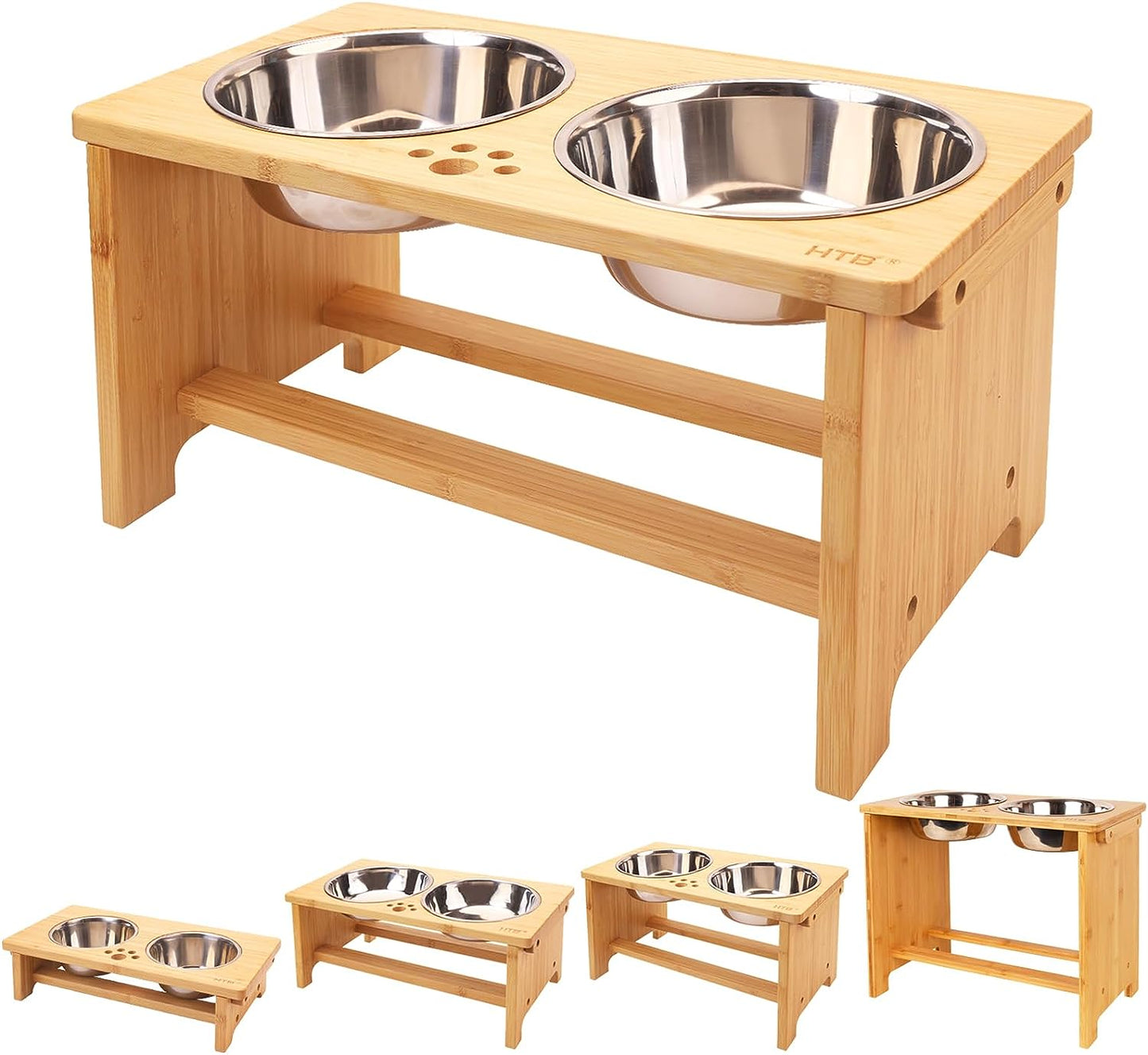 Elevate Your Dog's Dining Experience with Our Stylish Raised Dog Bowl Stand and Dual Stainless Steel Bowls!