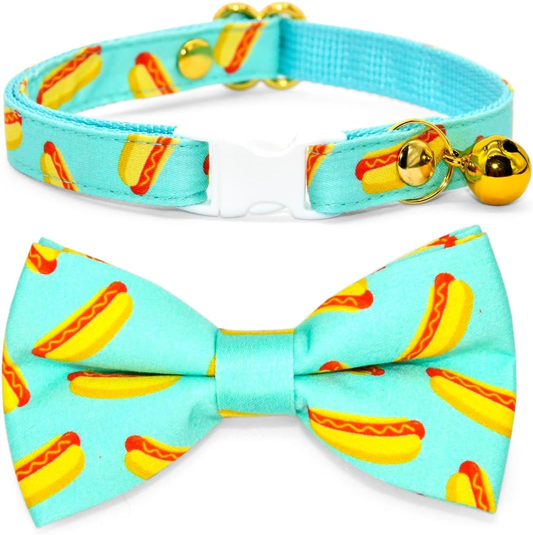 Stylish Sushi Cat Collar Bow Set - Safe Breakaway Collar with Adorable Bowtie for Kittens and Cats