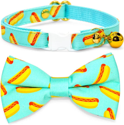 Stylish Sushi Cat Collar Bow Set - Safe Breakaway Collar with Adorable Bowtie for Kittens and Cats
