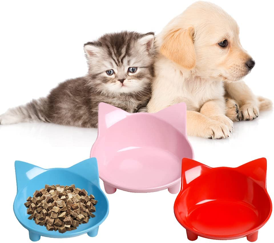 Stylish Non-Slip Pet Bowls Set - Perfect Shallow Food & Water Bowls for Cats, Dogs, and Small Animals with Whisker Fatigue Relief Design