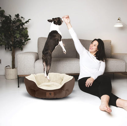 Indulge Your Pet with the Cozy Small Dog Bed - Soft, Machine Washable, Anti-Slip & Water-Resistant for Small Dogs and Cats - 20 Inches in Elegant Brown