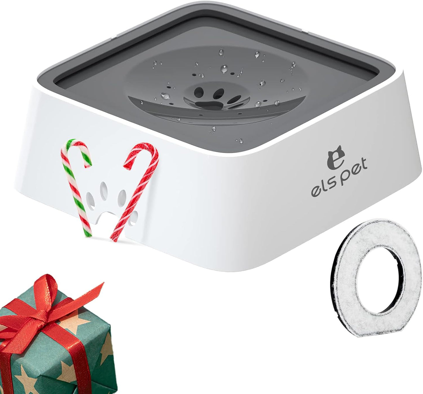 No Spill, No Drip Travel Bowl - 35oz Slow Water Feeder for Dogs & Cats in Stylish Grey