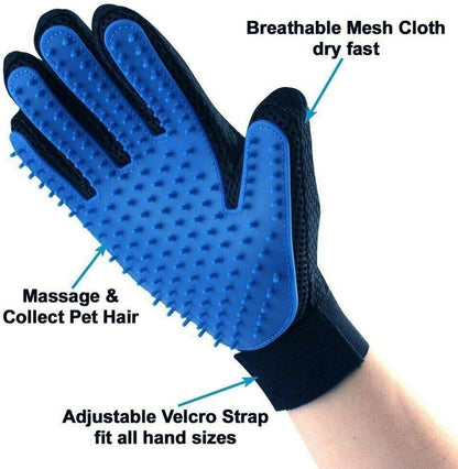 Transform Grooming Time with the Blue De-Shedding Grooming Glove for Dogs & Cats - Effortless Fur Removal & Gentle Massage - 1-2 Pairs Included