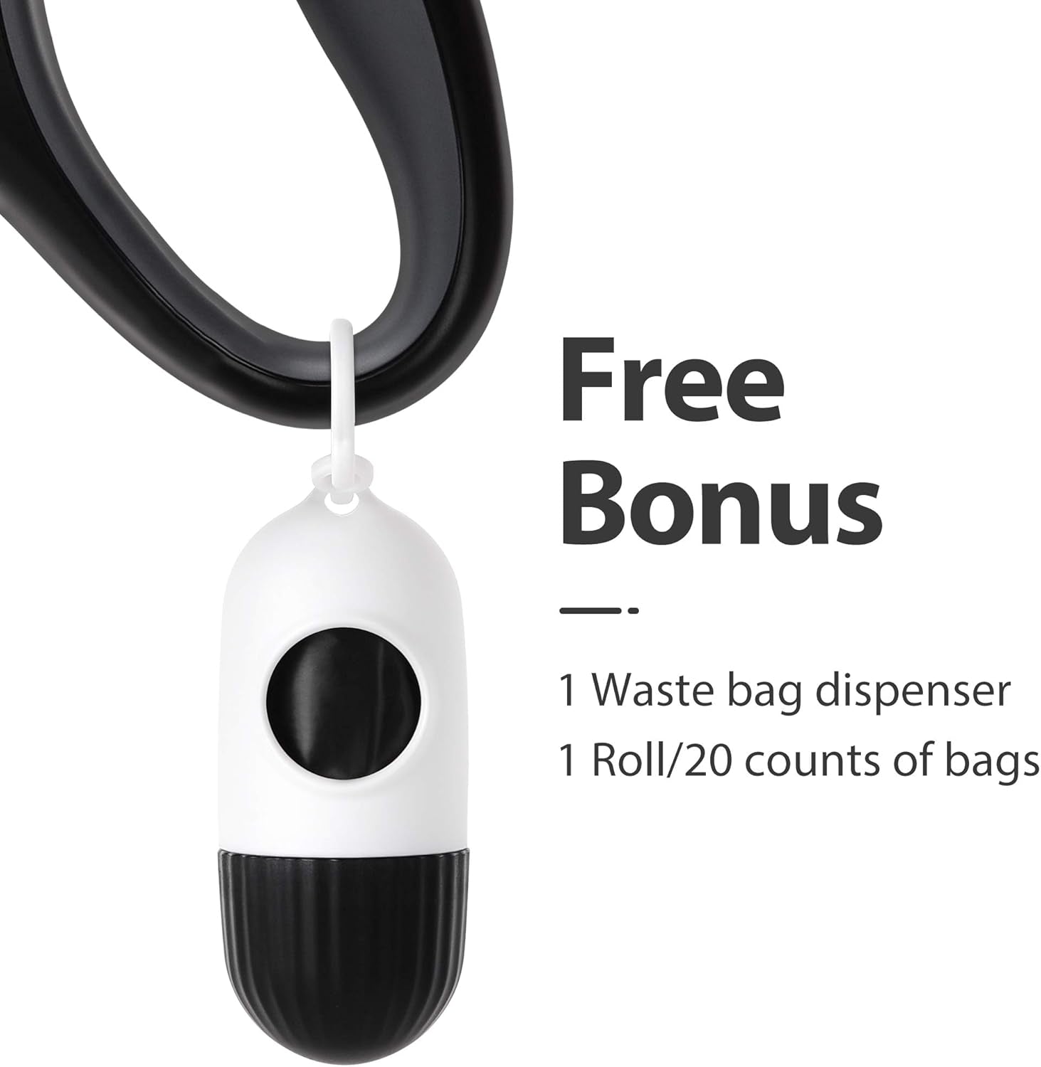 16 Ft Retractable Dog Leash with Poop Bag Dispenser - Ideal for Small Dogs and Cats up to 26 Lbs, Tangle-Free Design, Reflective Nylon Tape, and Comfortable Anti-Slip Handle in Sleek Black