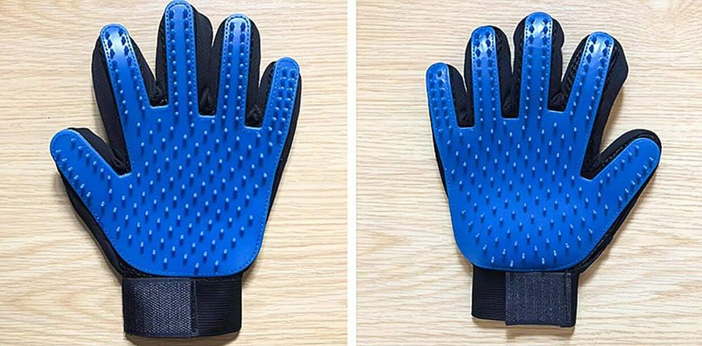 Transform Grooming Time with the Blue De-Shedding Grooming Glove for Dogs & Cats - Effortless Fur Removal & Gentle Massage - 1-2 Pairs Included