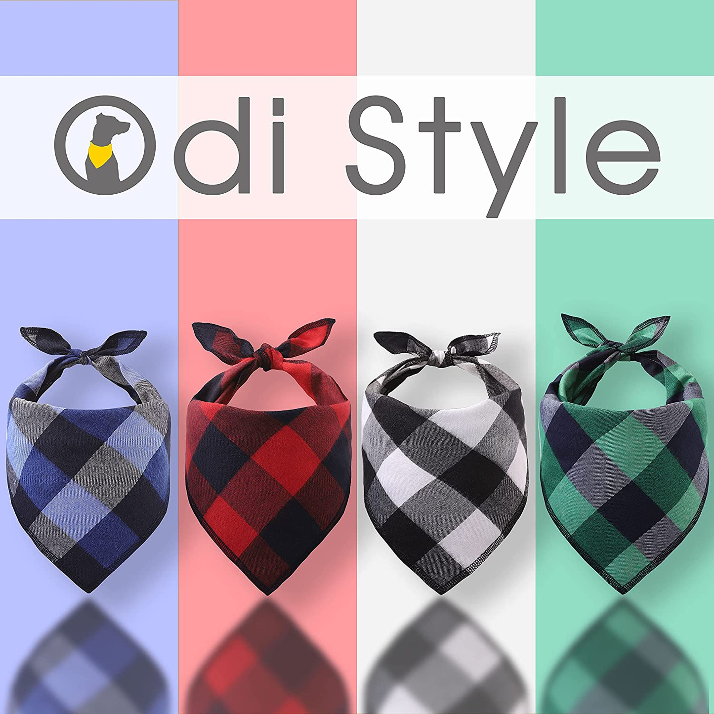 Chic Buffalo Plaid Dog Bandana Set - 4 Stylish Scarves for Small Dogs and Cats in Trendy Holiday Colors