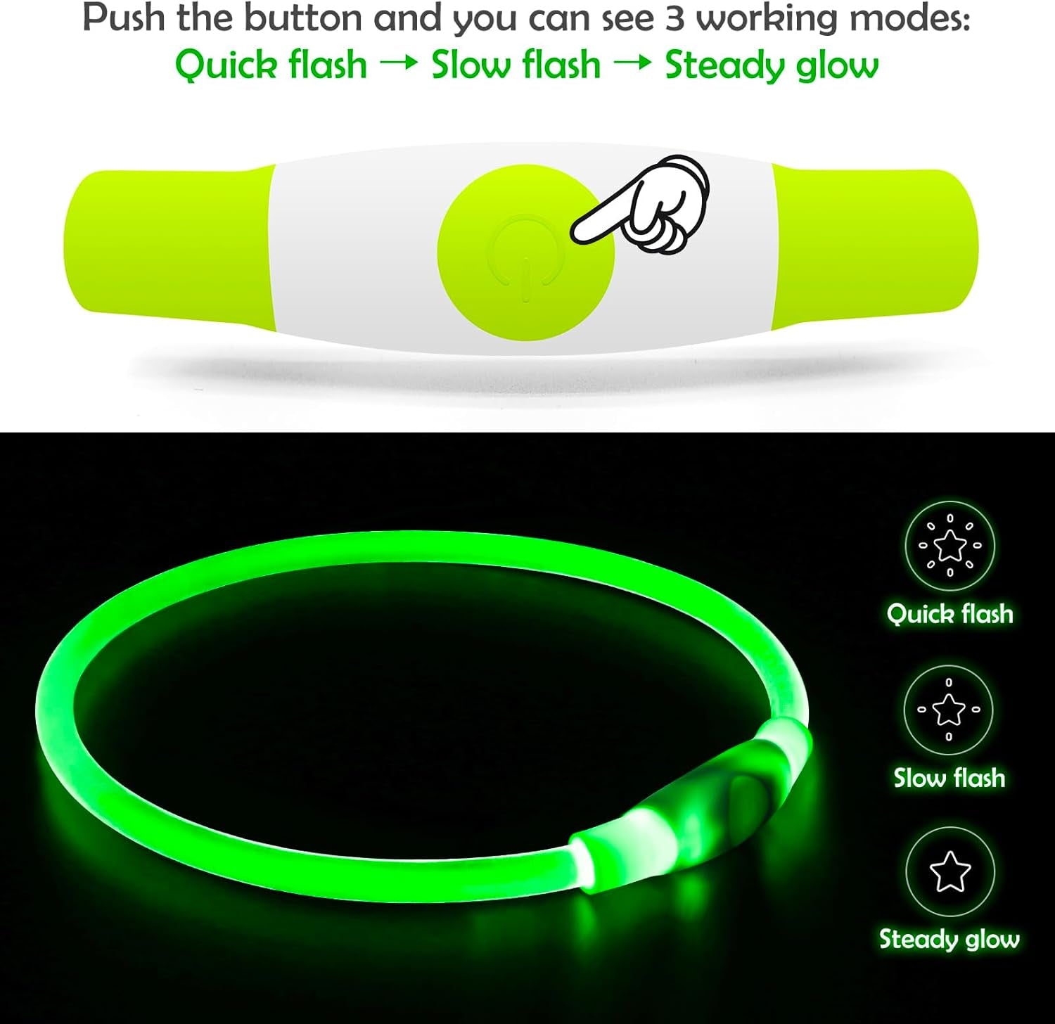 Illuminate Your Dog's Safety with the USB Rechargeable LED Dog Collar - Perfect for All Breeds in Vibrant Green