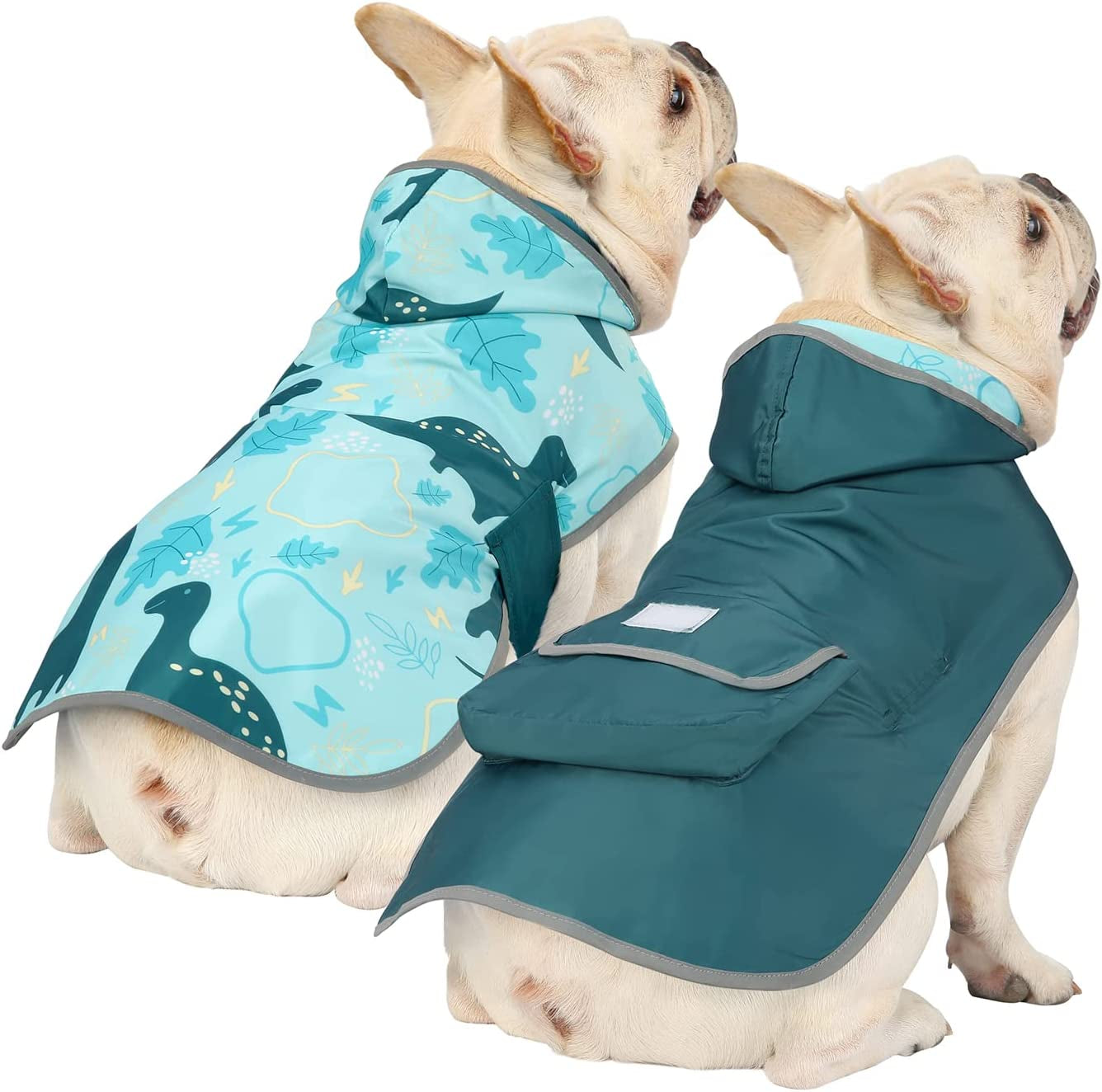 Stylish Camo Orange Reversible Dog Raincoat - Lightweight Hooded Slicker for All Breeds - Size L