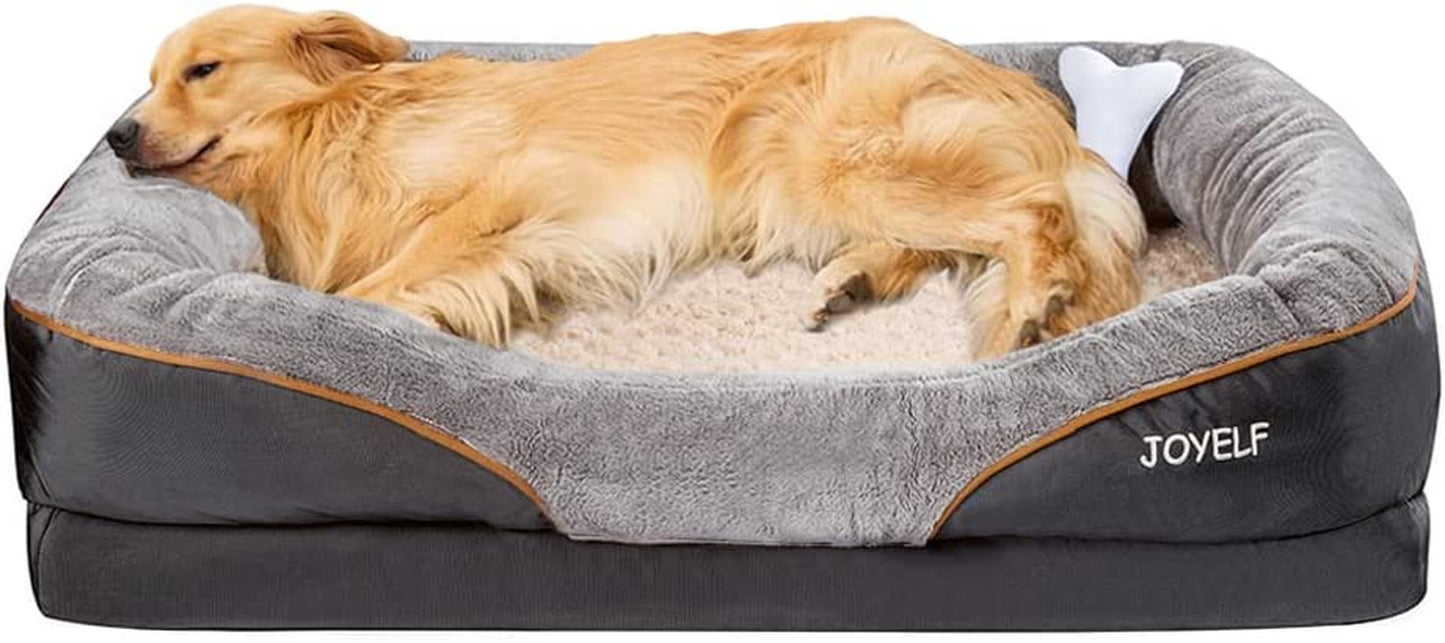 Ultimate Orthopedic Memory Foam Dog Bed with Removable Washable Cover & Bonus Squeaker Toy for Maximum Comfort