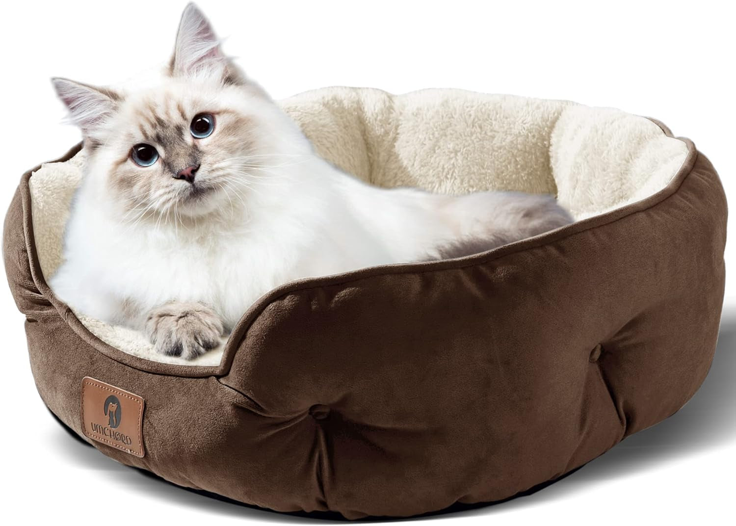 Indulge Your Pet with the Cozy Small Dog Bed - Soft, Machine Washable, Anti-Slip & Water-Resistant for Small Dogs and Cats - 20 Inches in Elegant Brown