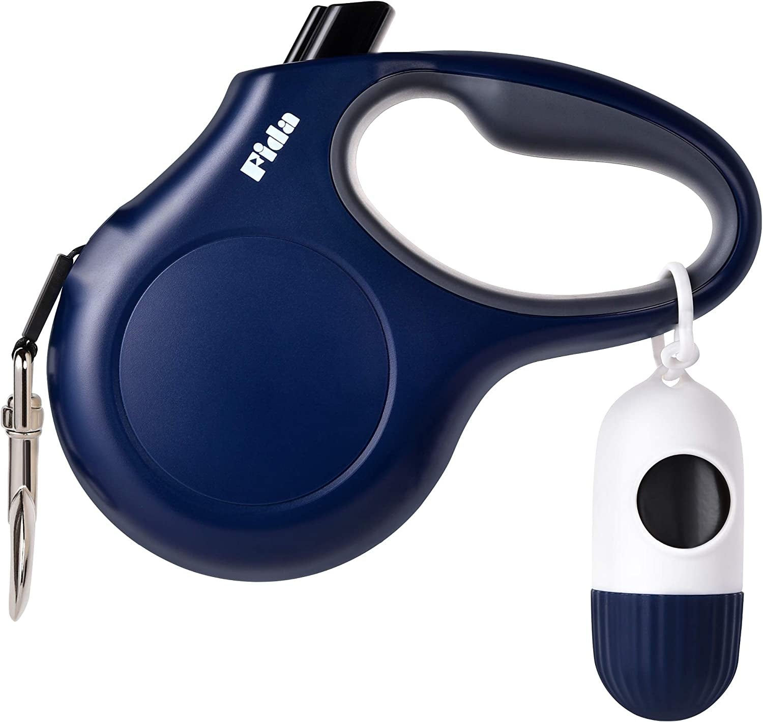 16 Ft Retractable Dog Leash with Poop Bag Dispenser - Ideal for Small Dogs and Cats up to 26 Lbs, Tangle-Free Design, Reflective Nylon Tape, and Comfortable Anti-Slip Handle in Sleek Black